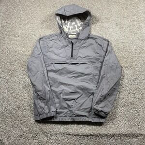 Marine Layer Mens Gray Coated Anorak Pullover Hooded Half Zip Jacket Medium